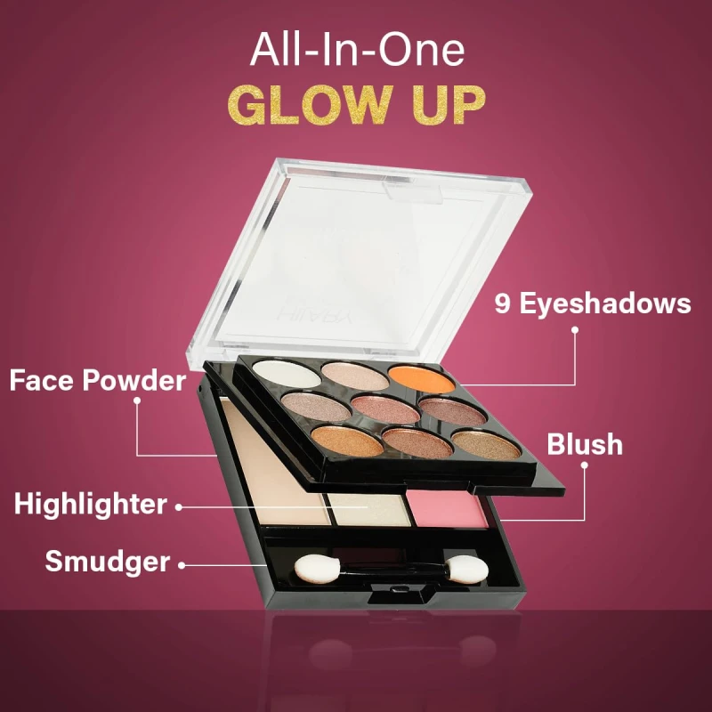 Hilary Rhoda Glow Up Face Palette | Face Palette with Blush, Highlighter, Face Powder & Eyeshadows | Highly Pigmented Face Palette | Available in 4 Variants | 20.6g (Shade 01) thumbnail 6